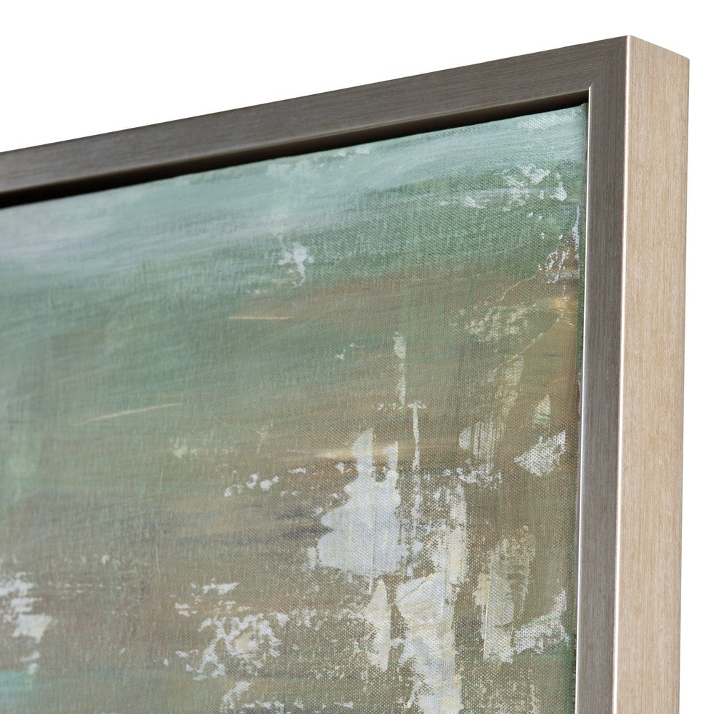 Abstract Waterlike Wall Art Painting on Canvas | Gold | Green 42x42 Square