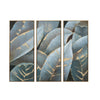 3pc Wall Art | Hand Painted Palm Leaves on Canvas | Blue & Gold Foil 21x51