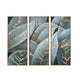 3pc Wall Art | Hand Painted Palm Leaves on Canvas | Blue & Gold Foil 21x51