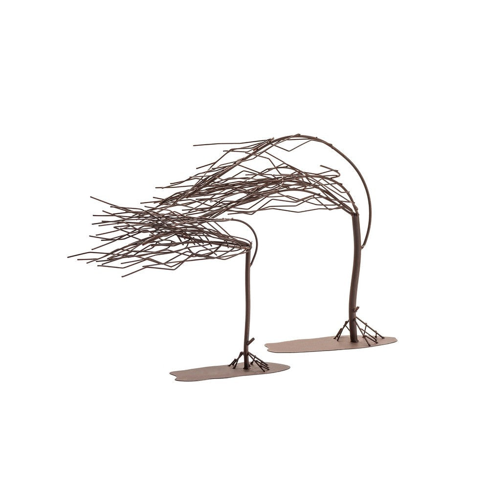 Crestview Wind Blown Decorative Tree Sculpture Set of 2 | Bronze & Brown Metal CCL-CVDDP952