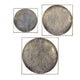 3pc Hanging Artwork | Square Framed Disks w Embossed Texture | Bronze