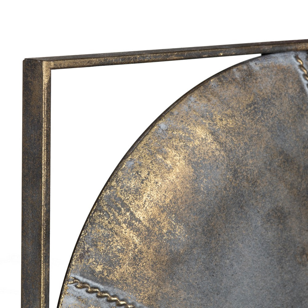 3pc Hanging Artwork | Square Framed Disks w Embossed Texture | Bronze