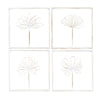 4pc Hanging Artwork | Framed Botanical Gold & White Metal | 15x15 Square