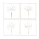 4pc Hanging Artwork | Framed Botanical Gold & White Metal | 15x15 Square