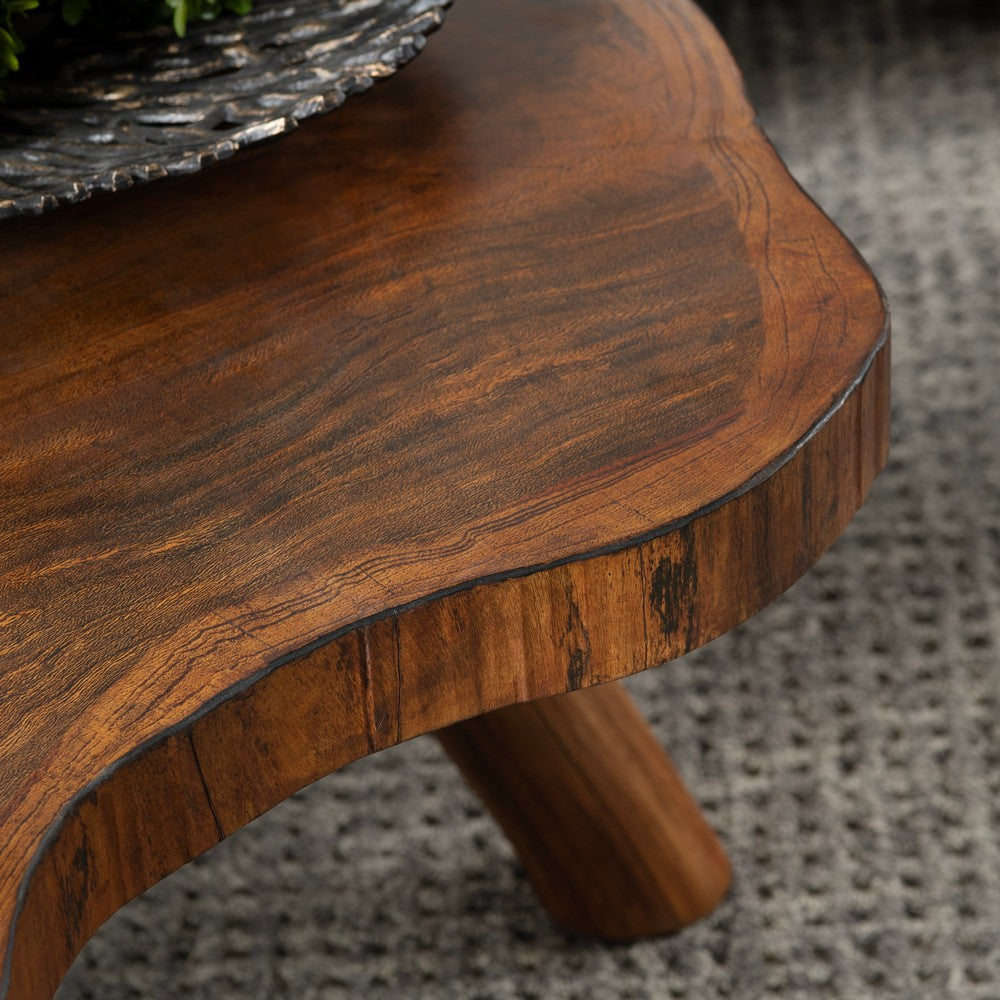 Kew Cocktail Coffee Table | 38’’ Live Edge Top | Brown Bayur Wood CCL-CVFDR1001