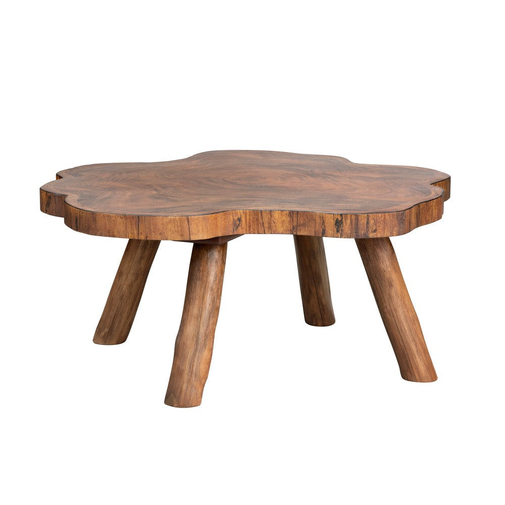 Kew Cocktail Coffee Table | 38" Live Edge Top | Brown Bayur Wood