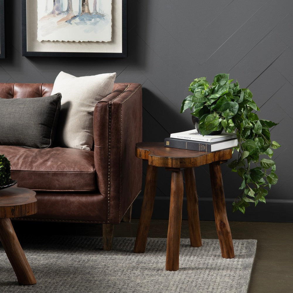 Kew Side End Table | 22" Live Edge Top | Brown Bayur Wood