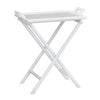 Seny Tray Table | 28" Removable Tray Top | White Rattan & Wood