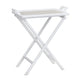 Seny Tray Table | 28" Removable Tray Top | White Rattan & Wood