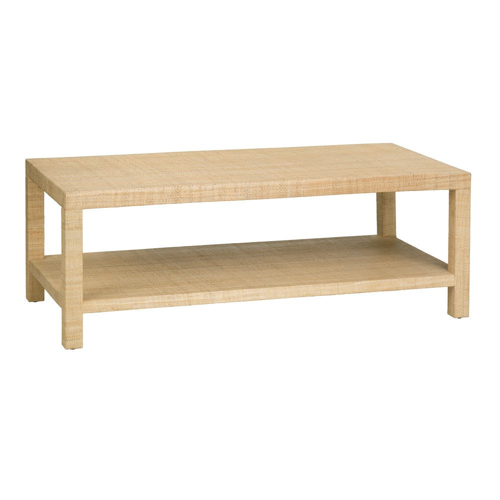 Crestview Fery Coffee Table | 50’’ Top w Lower Shelf | Tan Raffia CCL-CVFDR1007
