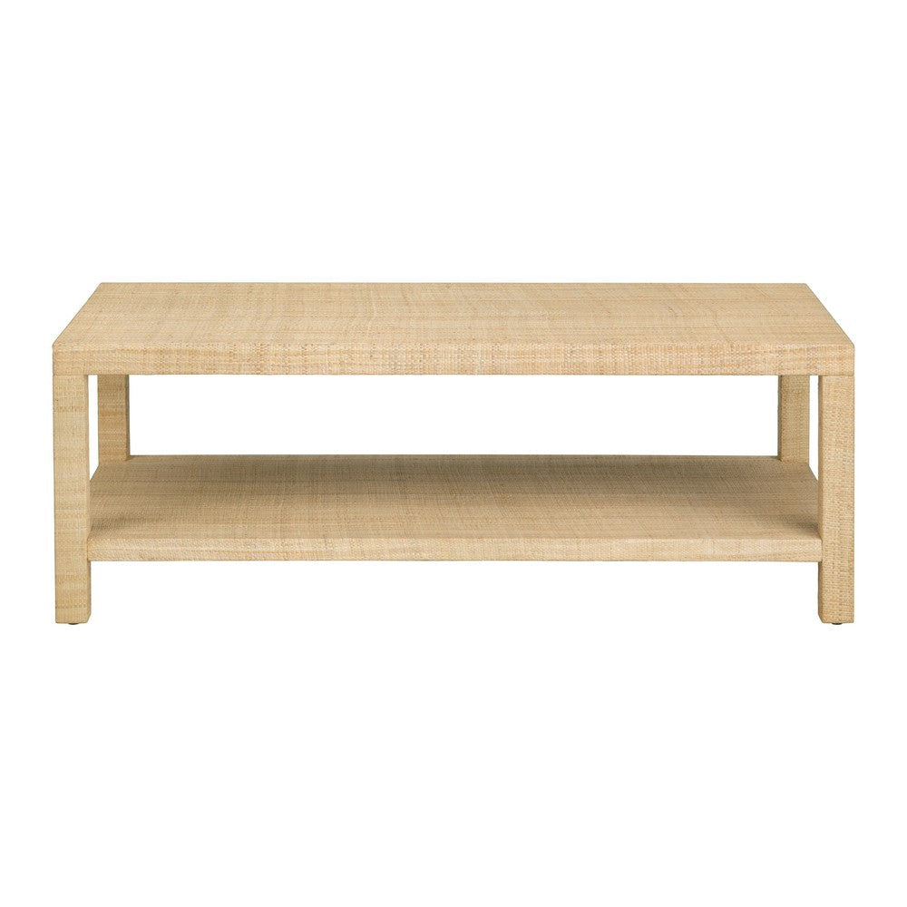 Crestview Fery Coffee Table | 50’’ Top w Lower Shelf | Tan Raffia CCL-CVFDR1007