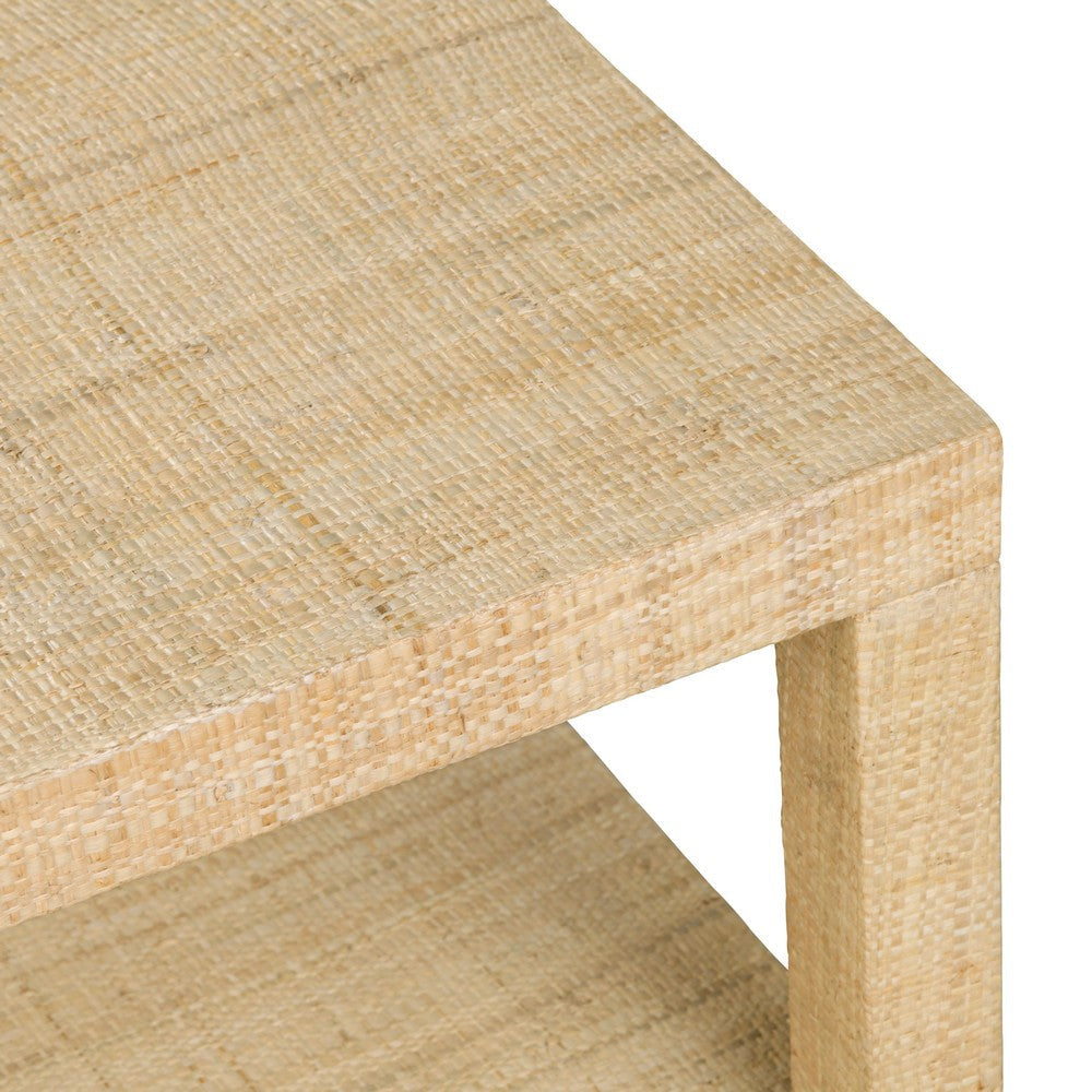Crestview Fery Coffee Table | 50’’ Top w Lower Shelf | Tan Raffia CCL-CVFDR1007