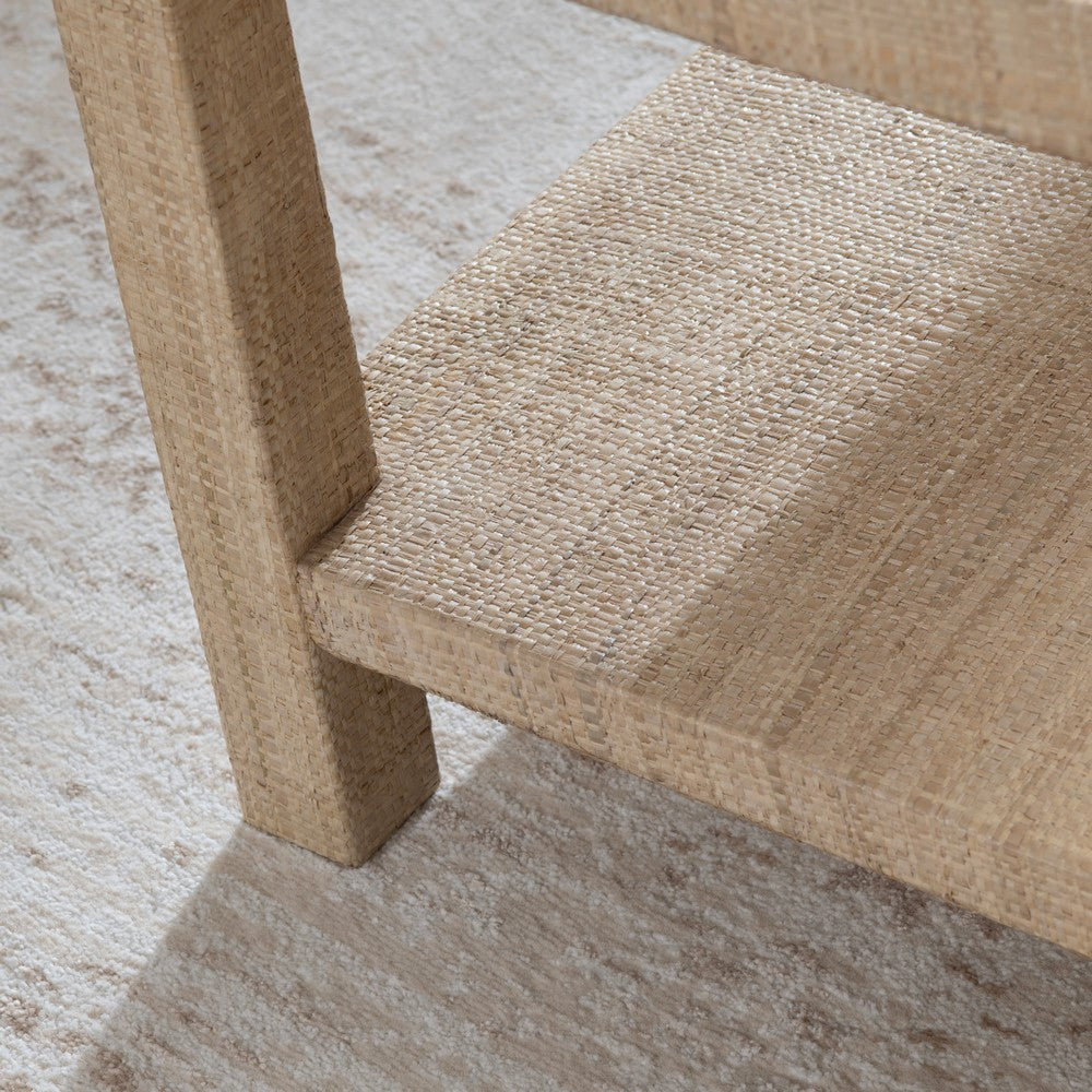 Crestview Fery Coffee Table | 50’’ Top w Lower Shelf | Tan Raffia CCL-CVFDR1007