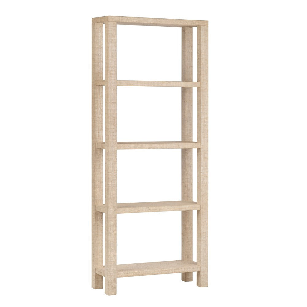Crestview Fery 4 Tier Etagere Bookcase | 32’’ Raffia Woven Shelves | Tan CCL-CVFDR1009