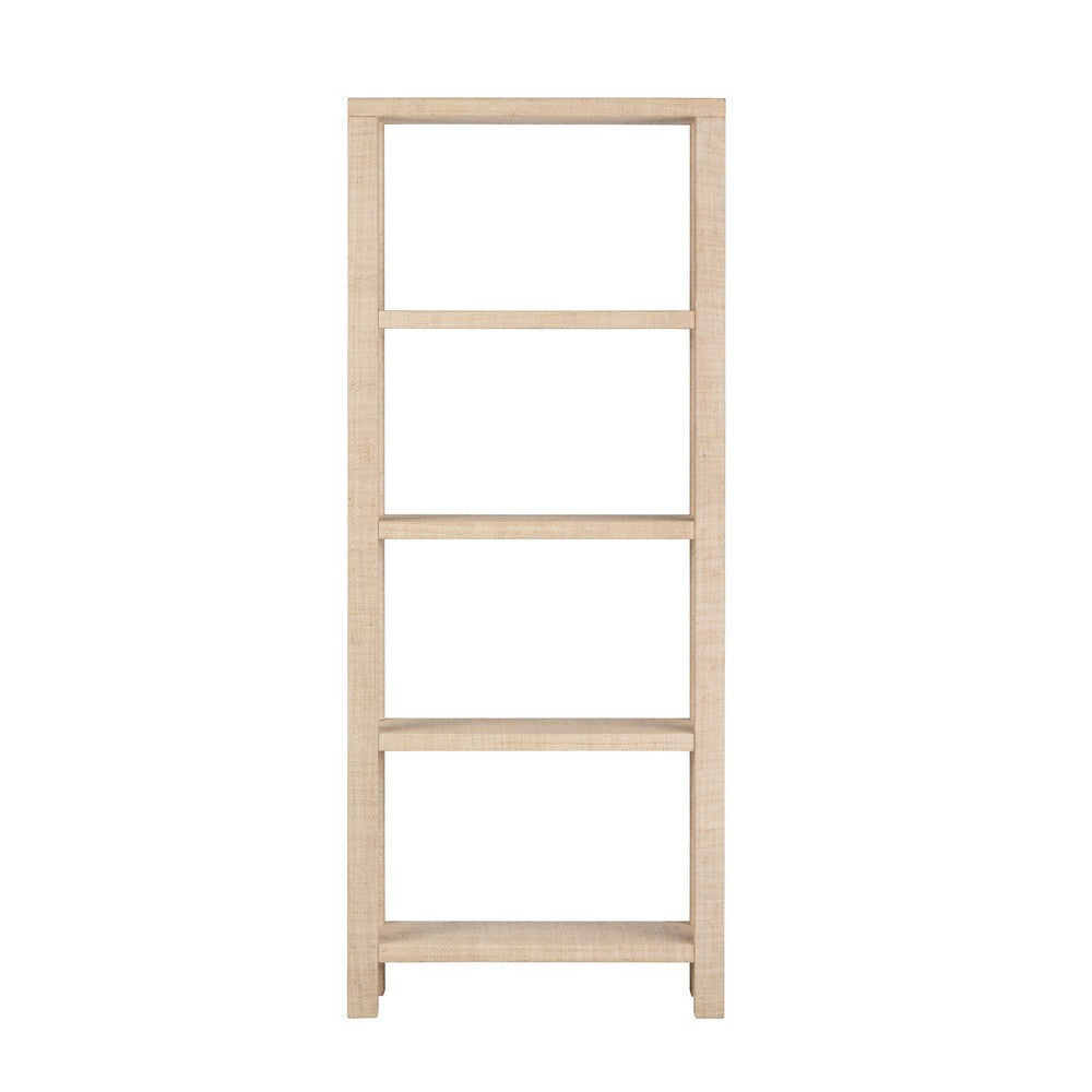 Crestview Fery 4 Tier Etagere Bookcase | 32’’ Raffia Woven Shelves | Tan CCL-CVFDR1009