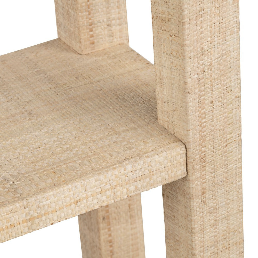 Crestview Fery 4 Tier Etagere Bookcase | 32’’ Raffia Woven Shelves | Tan CCL-CVFDR1009