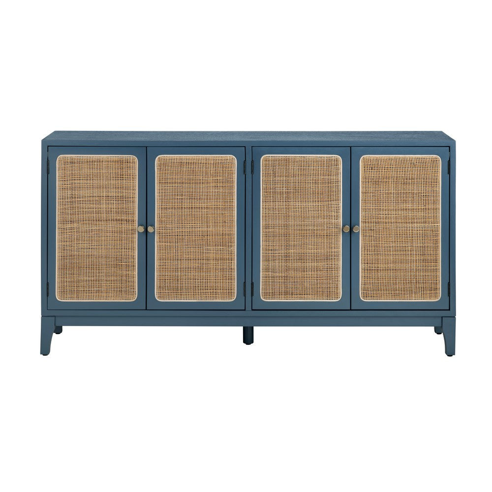 Crestview Sho Sideboard Cabinet | 4 Rattan Woven Doors | 60’’ Blue CCL-CVFDR1010