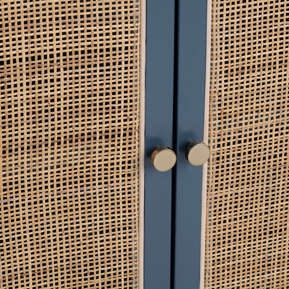Crestview Sho Sideboard Cabinet | 4 Rattan Woven Doors | 60’’ Blue CCL-CVFDR1010