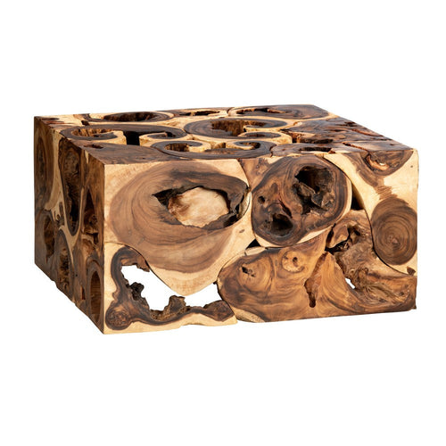 Crestview Nery Coffee Table | 39" Sculptural Brown Solid Suar Wood