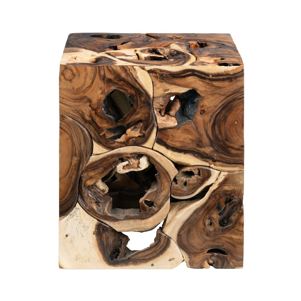 Crestview Nery Side End Table | 20’’ Sculptural Brown Solid Suar Wood CCL-CVFDR1012