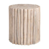 Ixy Accent Table | 22" Round Vertical Natural Brown Teak Wood Base