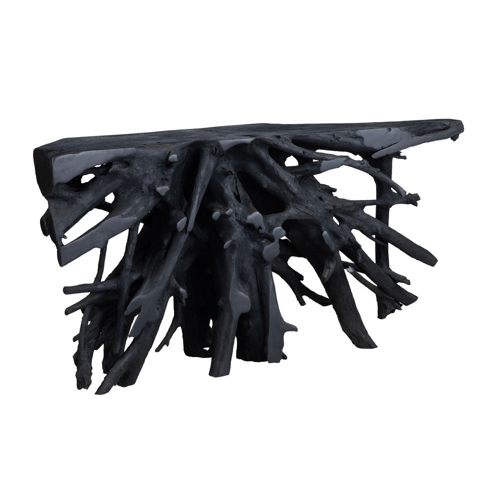 Crestview Bia Console Table | 64’’ Top w Charred Root Base | Black CCL-CVFDR1018