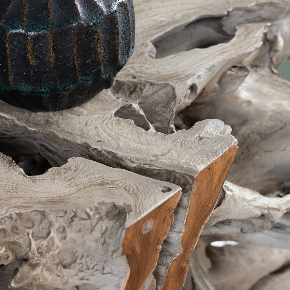 Crestview Hia Console Table | 64’’ Top w Charred Root Base | Gray CCL-CVFDR1019