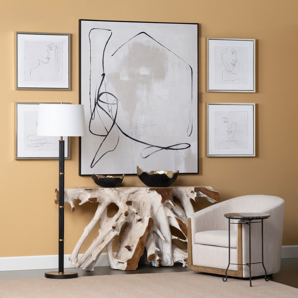 Crestview Hia Console Table | 64’’ Top w Charred Root Base | Gray CCL-CVFDR1019