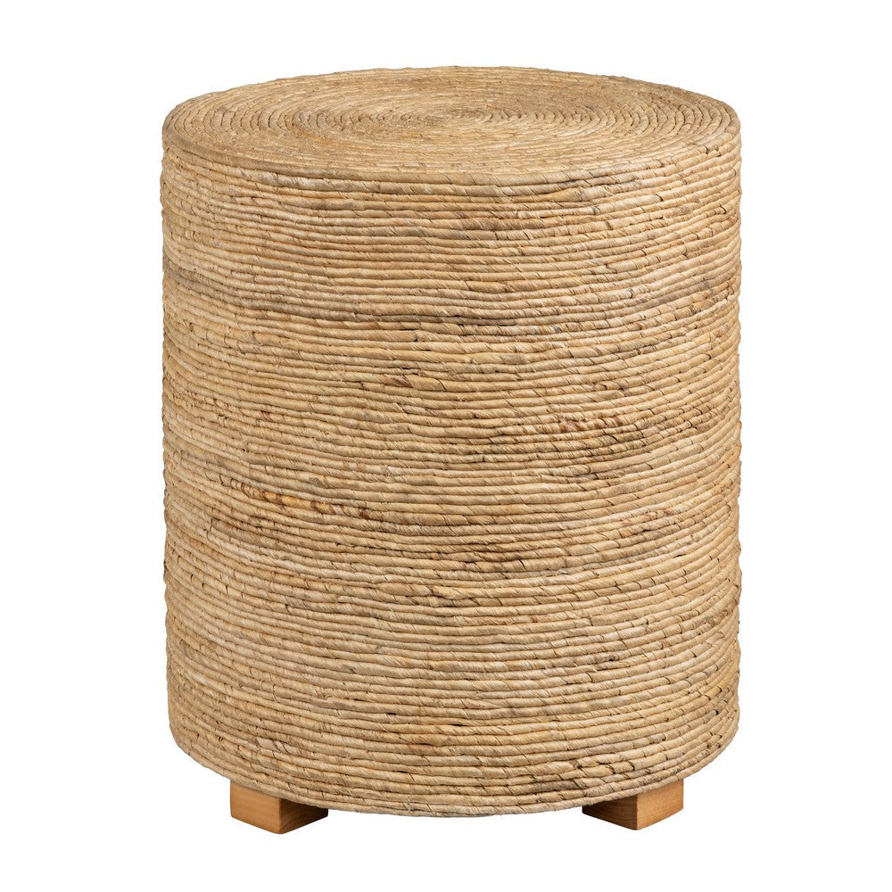 Rez Side End Table | 20" Woven Banana Rope Silhouette | Tan Brown