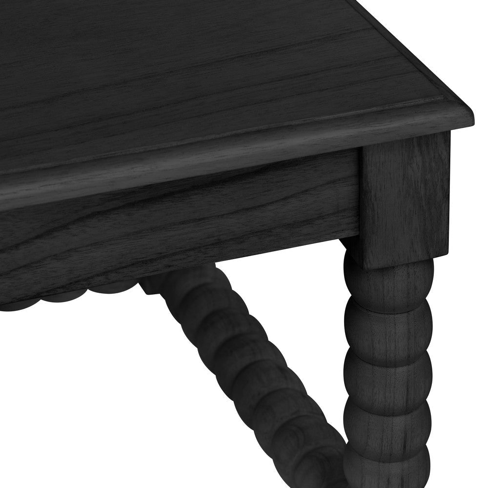 Jery Coffee Table | 34’’ Square Top | Turned Beaded Legs | Black Wood CCL-CVFDR1022