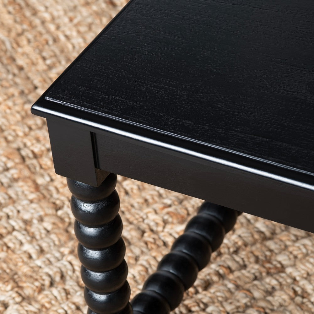 Jery Coffee Table | 34’’ Square Top | Turned Beaded Legs | Black Wood CCL-CVFDR1022