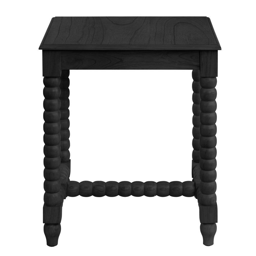 Jery Side End Table | 20’’ Square Top | Turned Beaded Legs | Black CCL-CVFDR1023