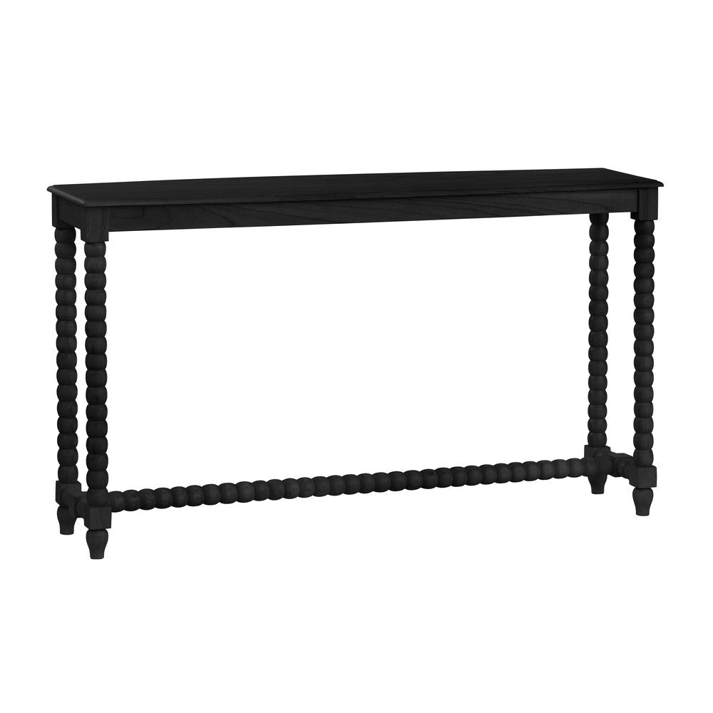 Crestview Jery Sofa Console Table | 55" Top w Beaded Legs | Black
