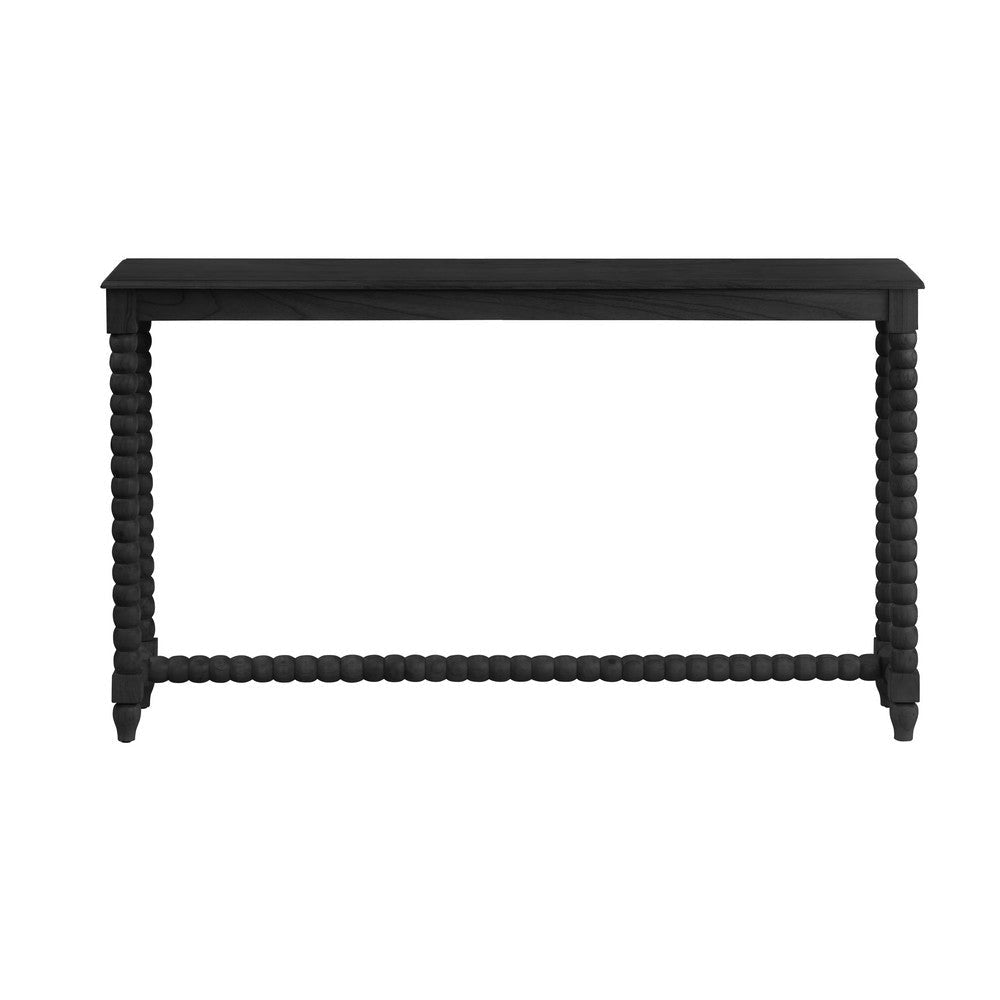 Crestview Jery Sofa Console Table | 55’’ Top w Beaded Legs | Black CCL-CVFDR1024