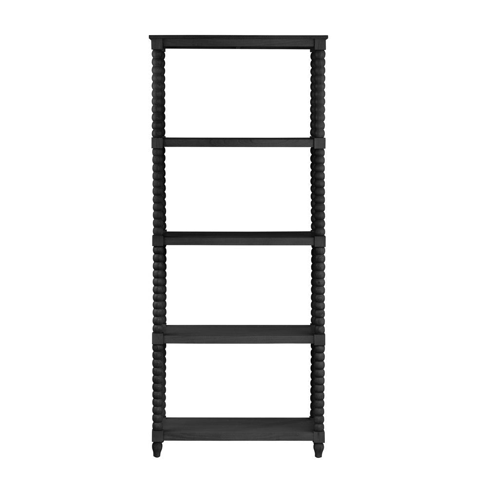 Jery 4 Shelf Etagere | 76’’ | Bookcase Display | Beaded Legs | Black CCL-CVFDR1025