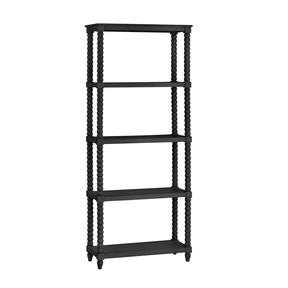 Jery 4 Shelf Etagere | 76" | Bookcase Display | Beaded Legs | Black