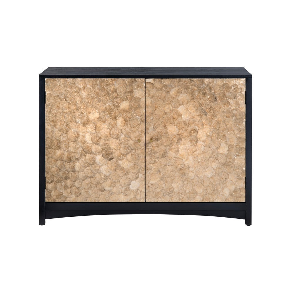 Crestview Lacy Sideboard Cabinet | 2 Gold Capiz Shell Accent Doors | Black CCL-CVFDR1026