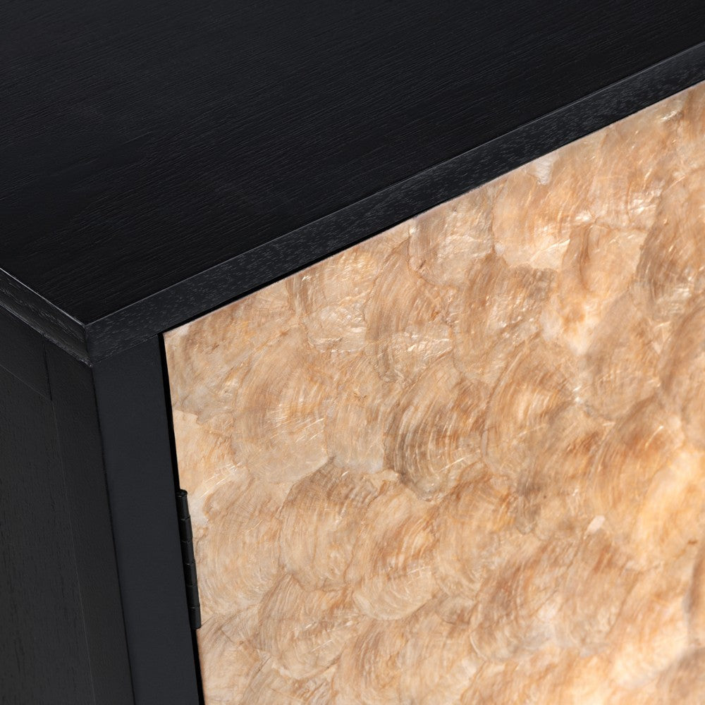 Crestview Lacy Sideboard Cabinet | 2 Gold Capiz Shell Accent Doors | Black CCL-CVFDR1026