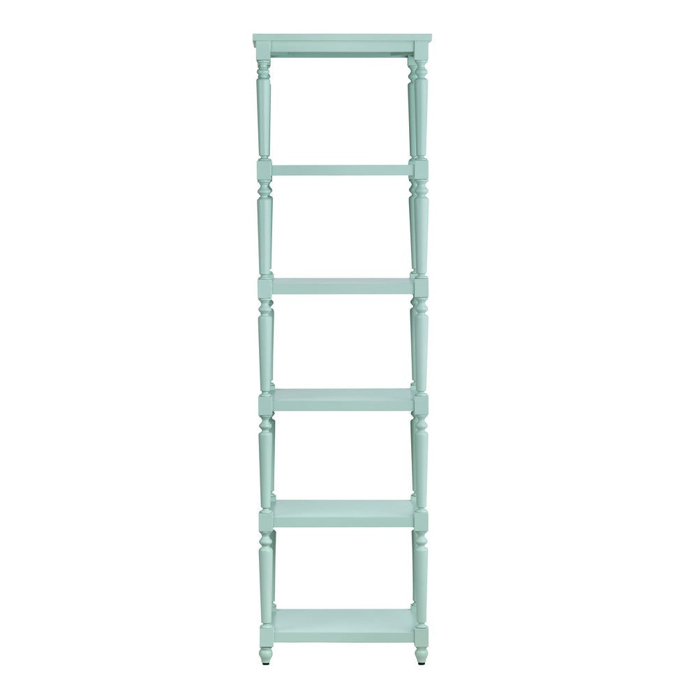 Evie 5 Shelf Etagere Bookcase Display |71’’ | Turquoise Blue CCL-CVFDR1029