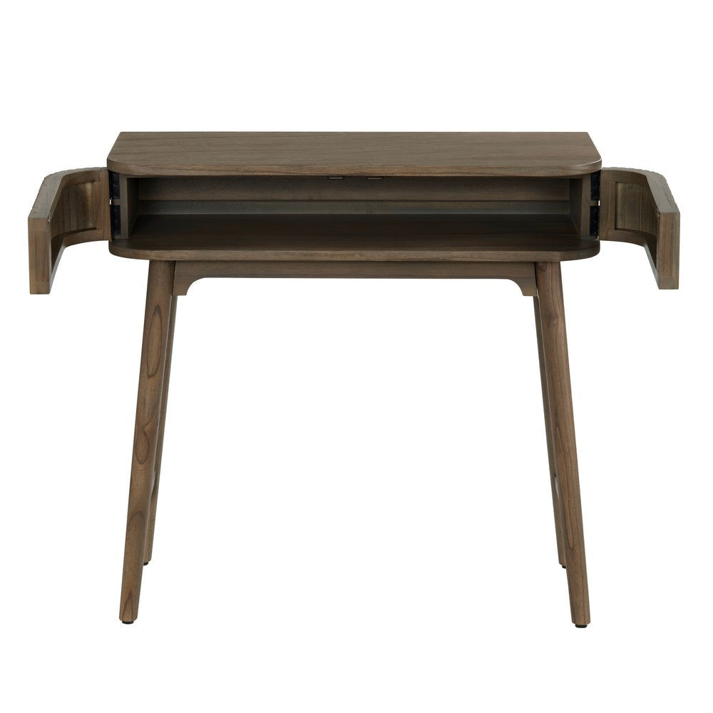 Crestview Choa Writing Desk | 2 Ribbed Accessory Doors | 32’’ Top | Brown CCL-CVFDR1030