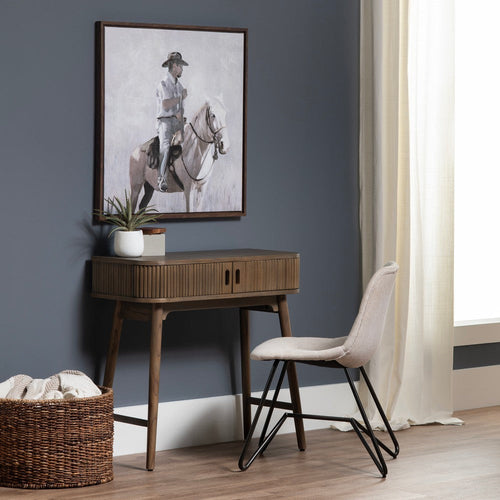 Crestview Choa Writing Desk | 2 Ribbed Accessory Doors | 32" Top | Brown