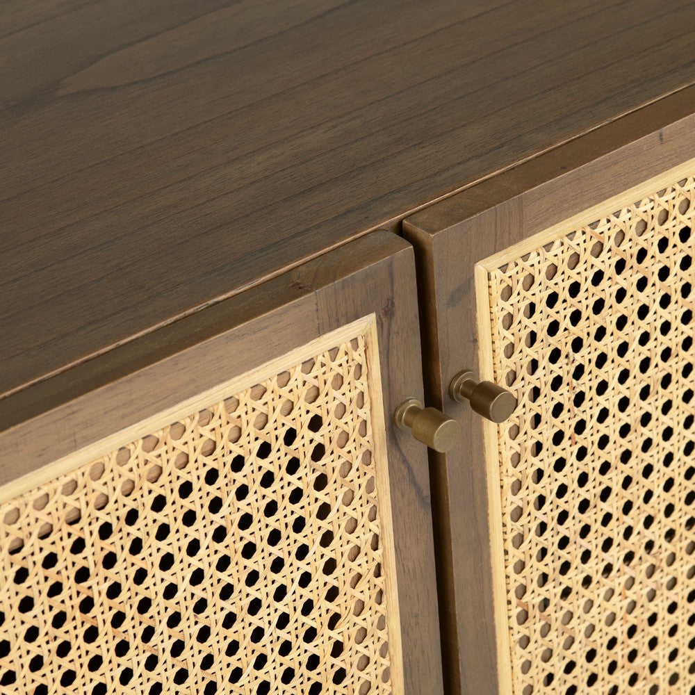 Crestview Dei Media Credenza | 5 Cane Doors & Brass Knobs | 79’’ Brown CCL-CVFDR1033