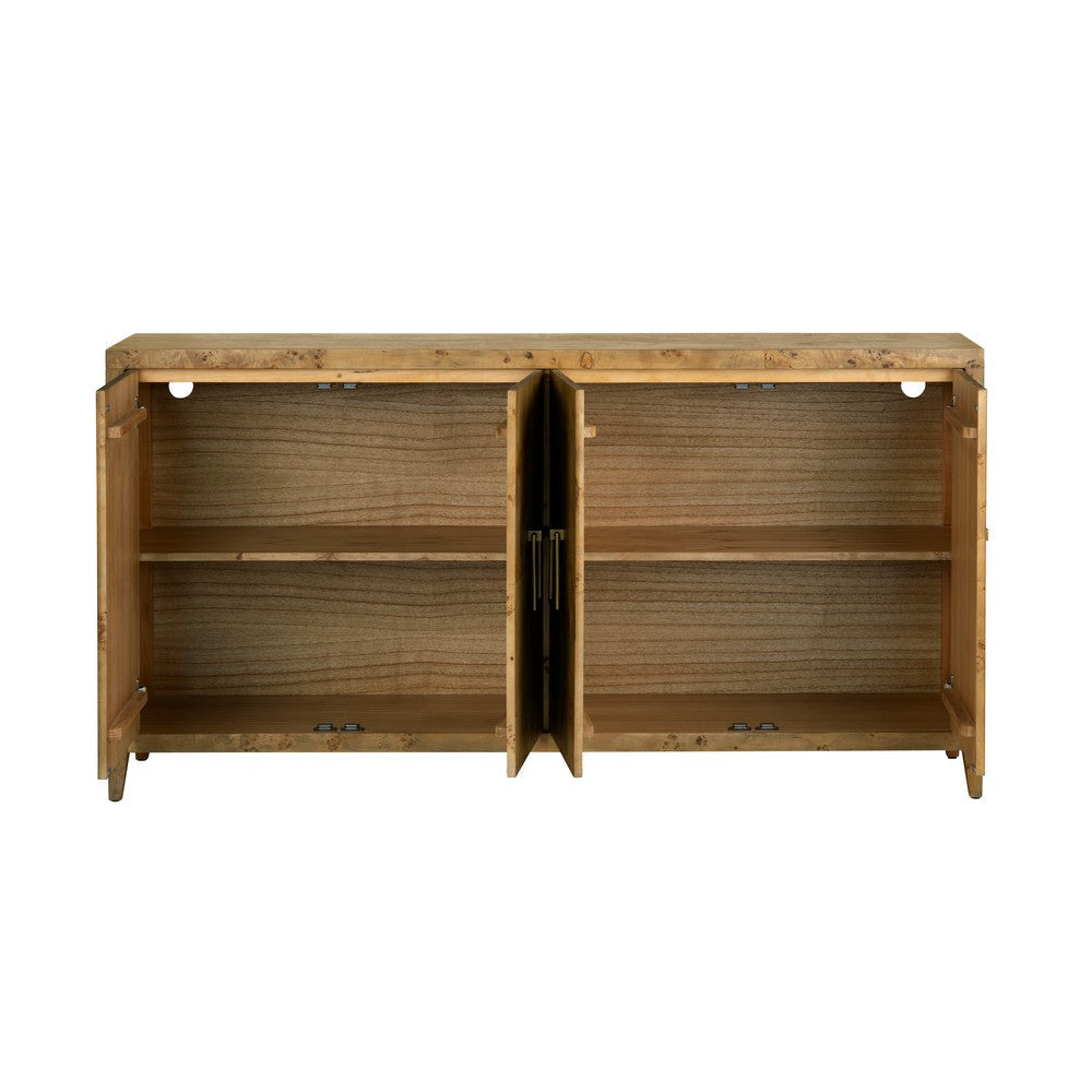 Crestview Miny Sideboard Cabinet | 4 Door | Gold Handles | 72’’ Brown CCL-CVFDR1034