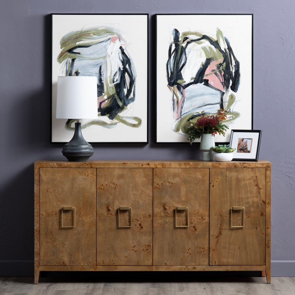 Crestview Miny Sideboard Cabinet | 4 Door | Gold Handles | 72" Brown