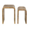 Miny Nesting Accent Table Set of 2 | Rounded Edge Stained Brown Wood CCL-CVFDR1036
