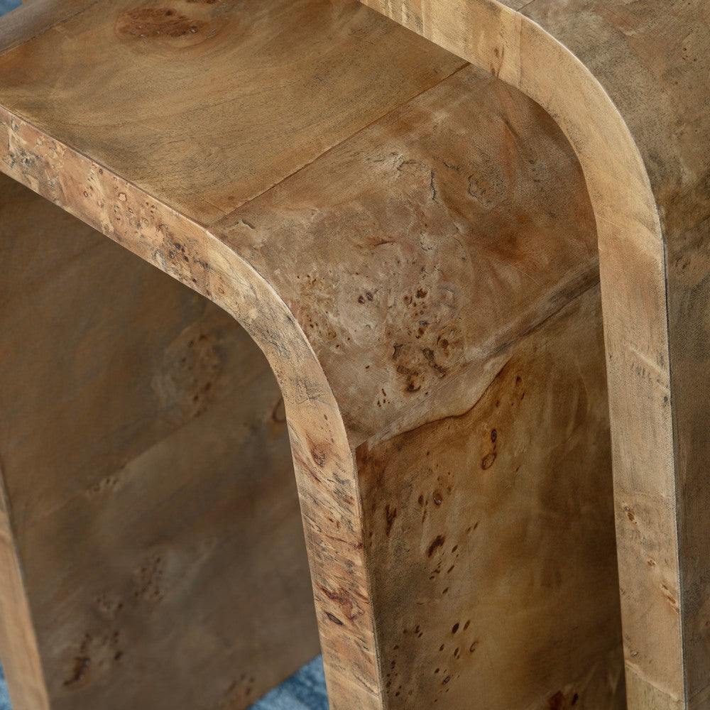 Miny Nesting Accent Table Set of 2 | Rounded Edge Stained Brown Wood CCL-CVFDR1036