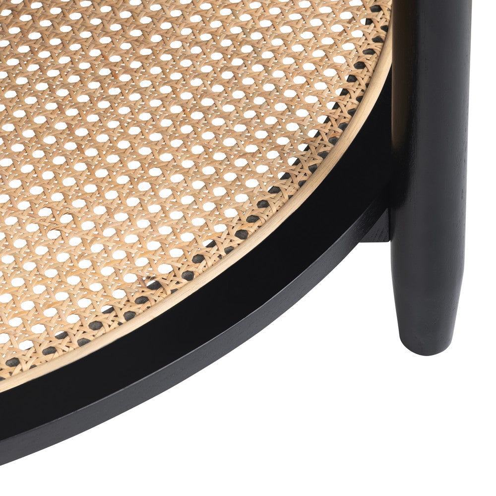 Pex Coffee Table | 36’’ Round Top | Open Rattan Storage | Black Wood CCL-CVFDR1037