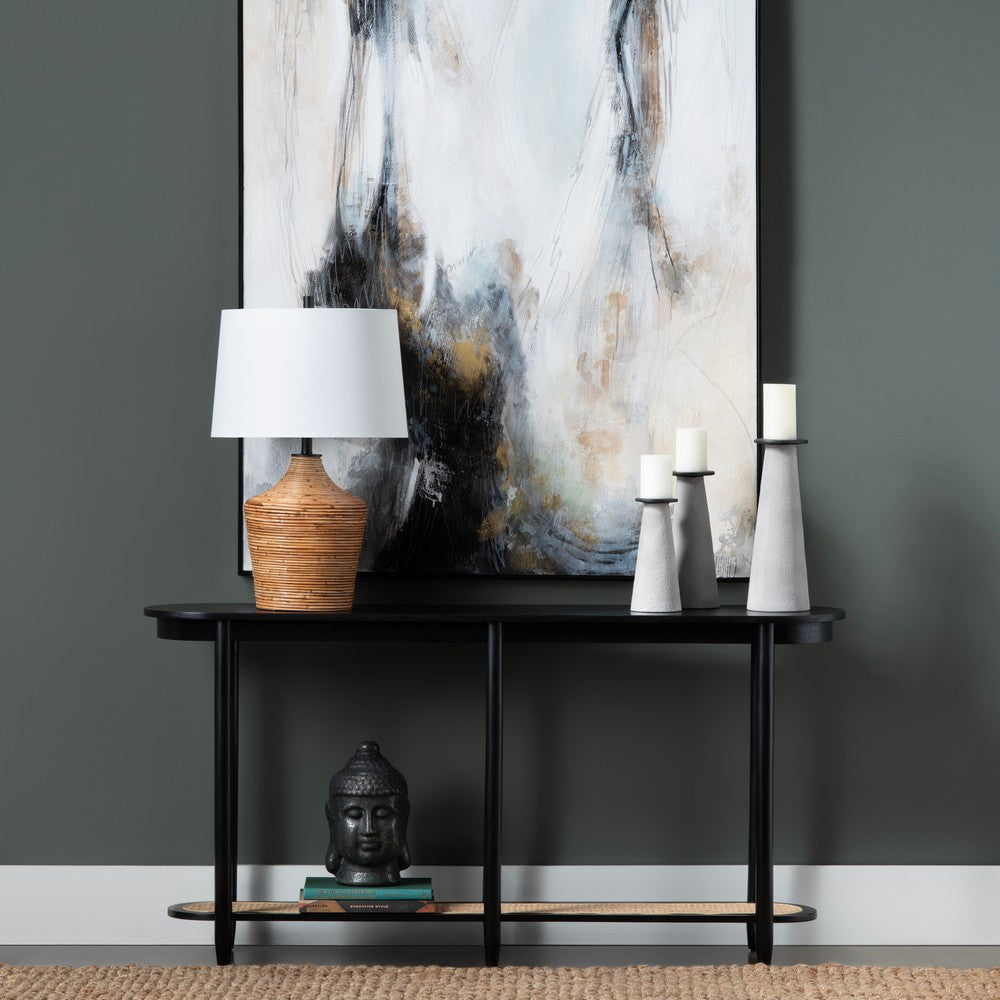 Crestview Pex Sofa Console Table | 64" Round Edges w Shelf | Black