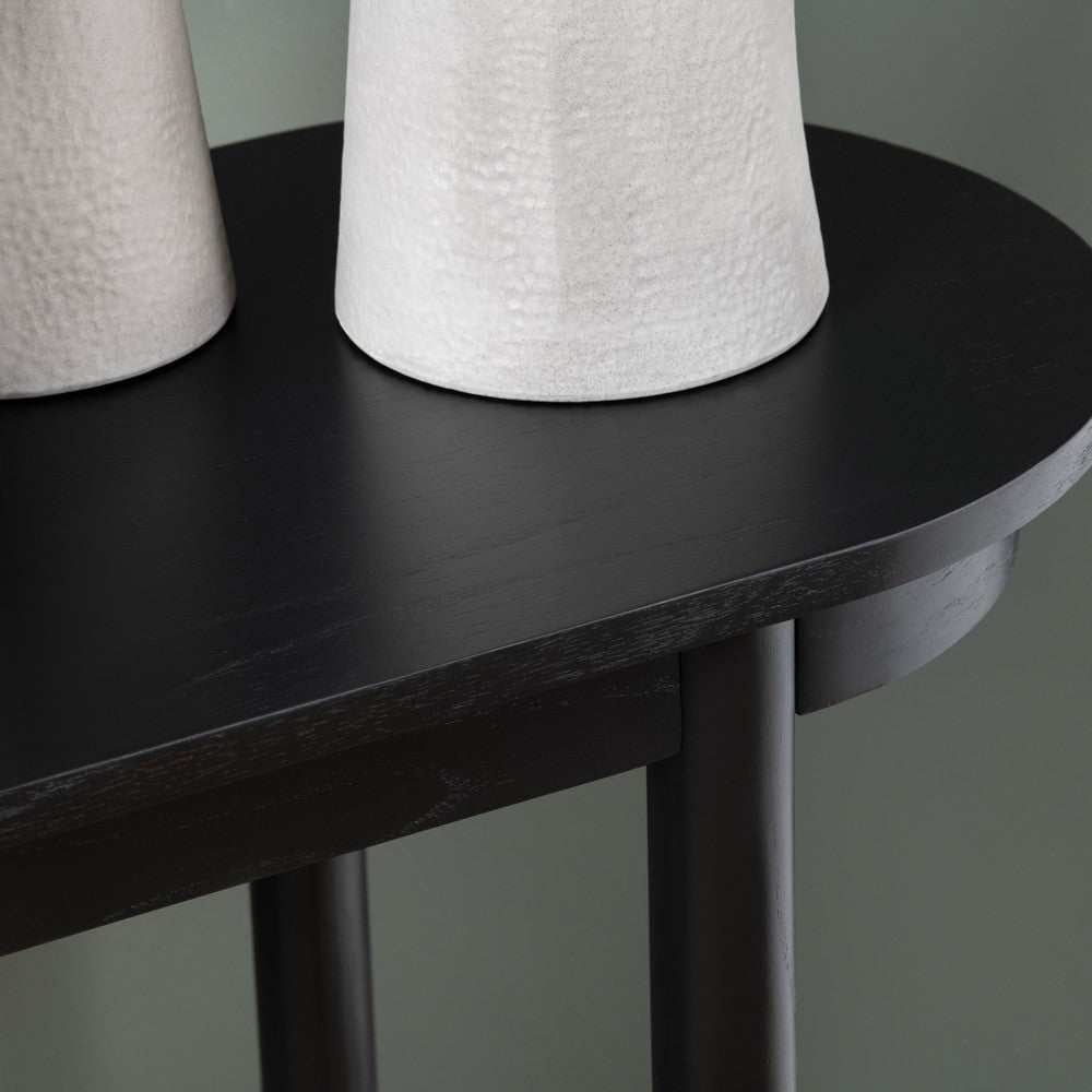 Crestview Pex Sofa Console Table | 64’’ Round Edges w Shelf | Black CCL-CVFDR1039