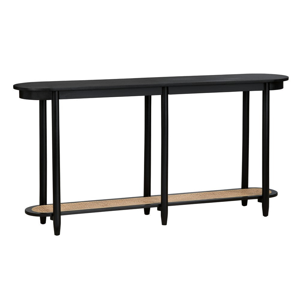 Crestview Pex Sofa Console Table | 64’’ Round Edges w Shelf | Black CCL-CVFDR1039